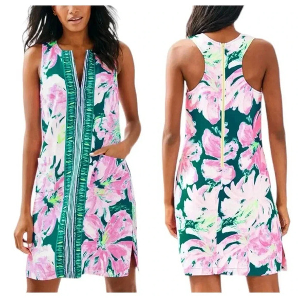 LILLY PULITZER Carlotta Tidal Wave Pans Garden Shift Dress sz 2 Stretch NWOT - Picture 1 of 10